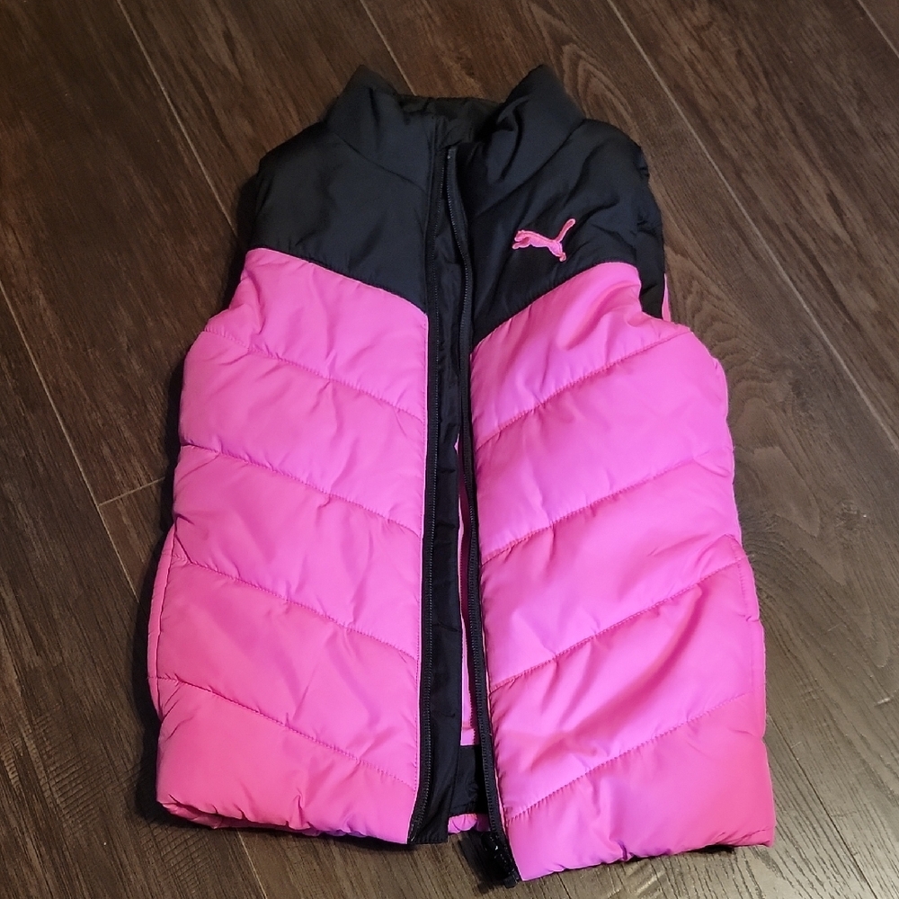Puma Pink and Black Puffer Vest